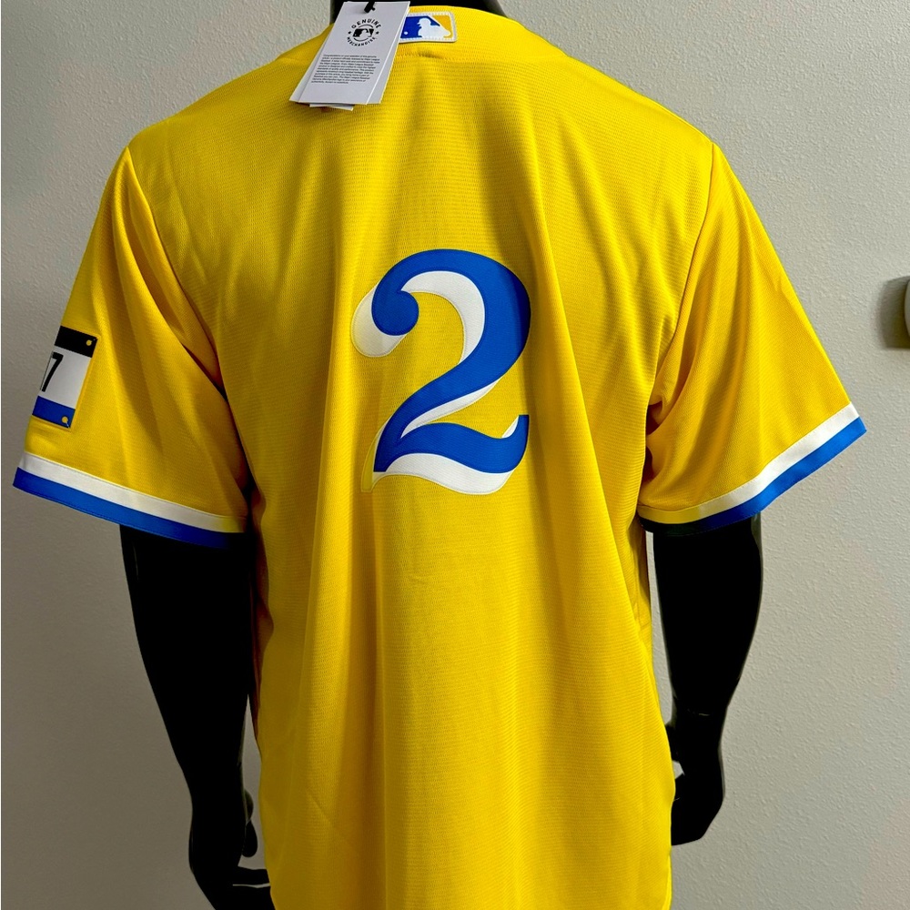 New w/ tags - Boston Red Sox Xander Nike City Connect Player Jersey Yellow - Picture 2 of 6